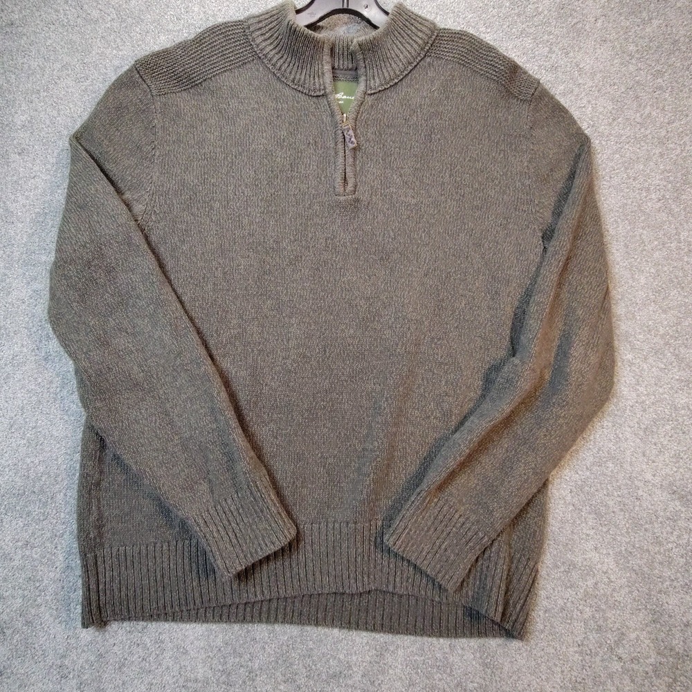 Eddie Bauer Sweater Men's Gray XL Knit Pullover Quarter Zip Casual Warm